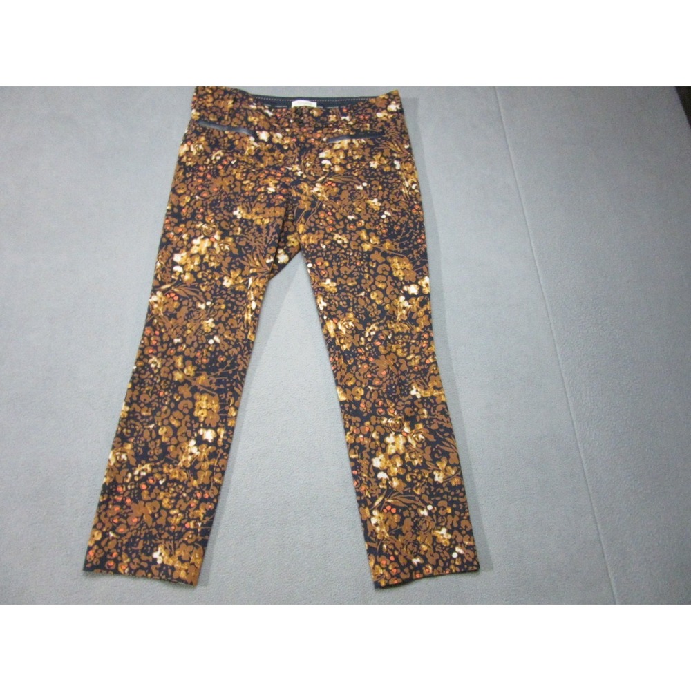 Anthropologie The Essential Slim Pants Womens 8 Brown Floral Excellent Boho